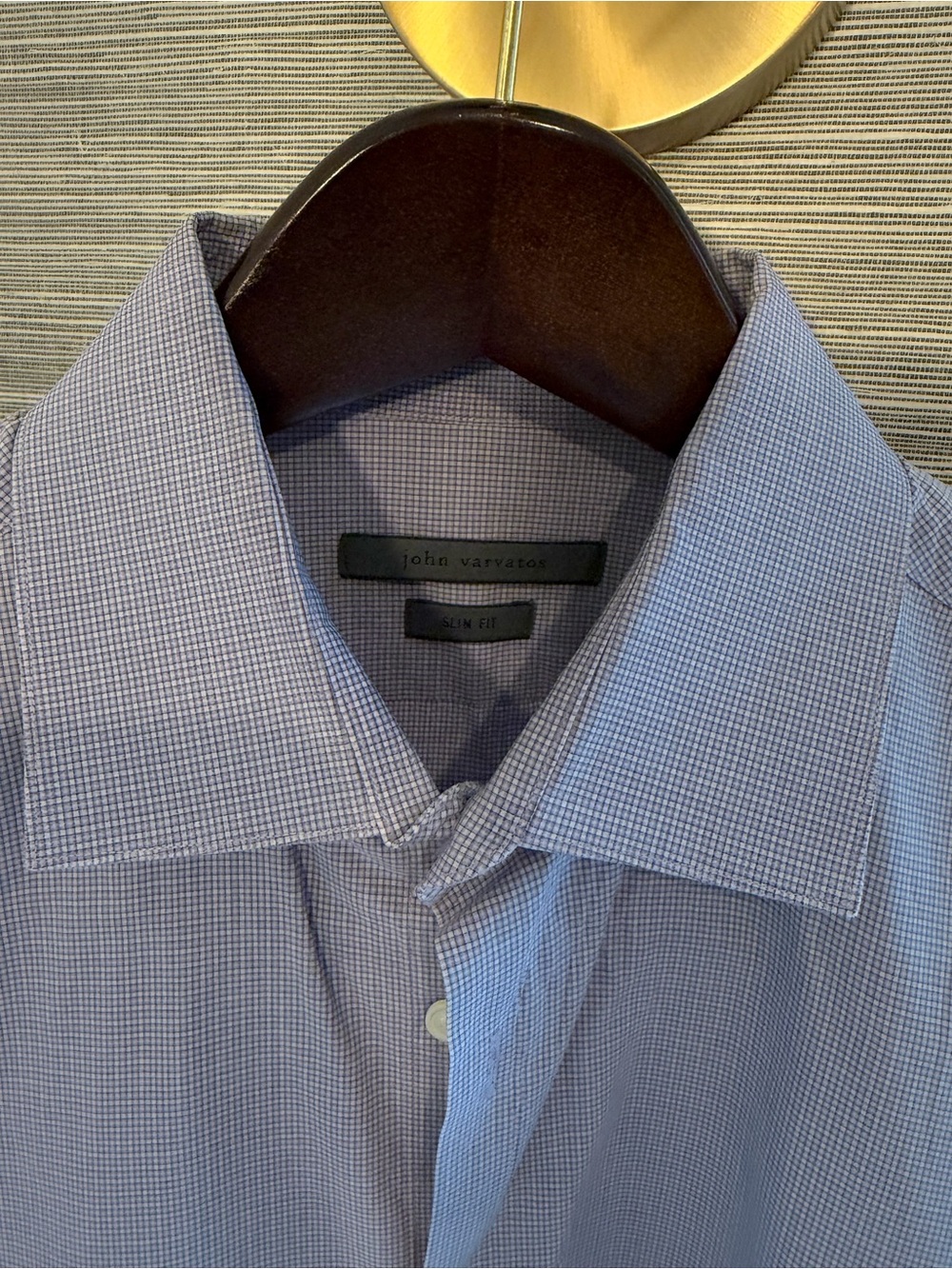 John Varvatos Light Blue Micro-Check Dress Shirt